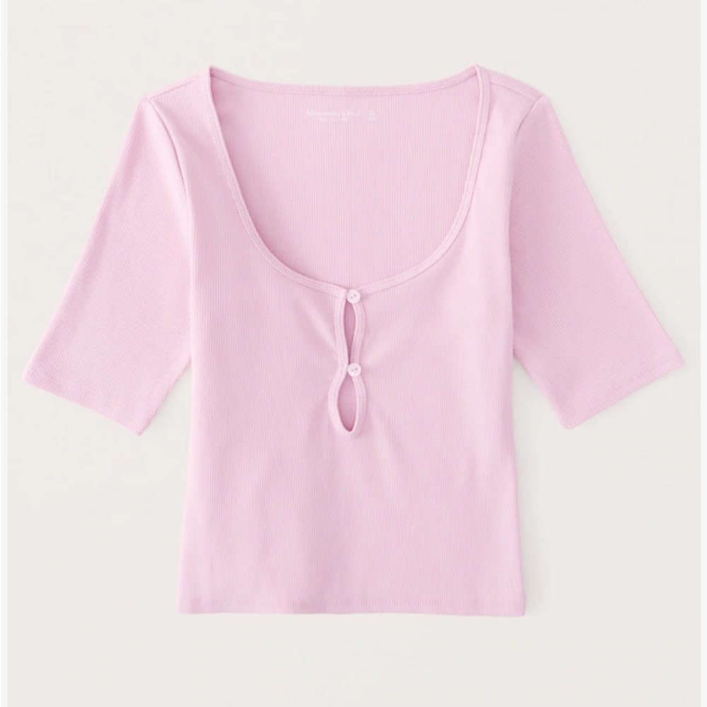 Abercrombie pink button cut out top